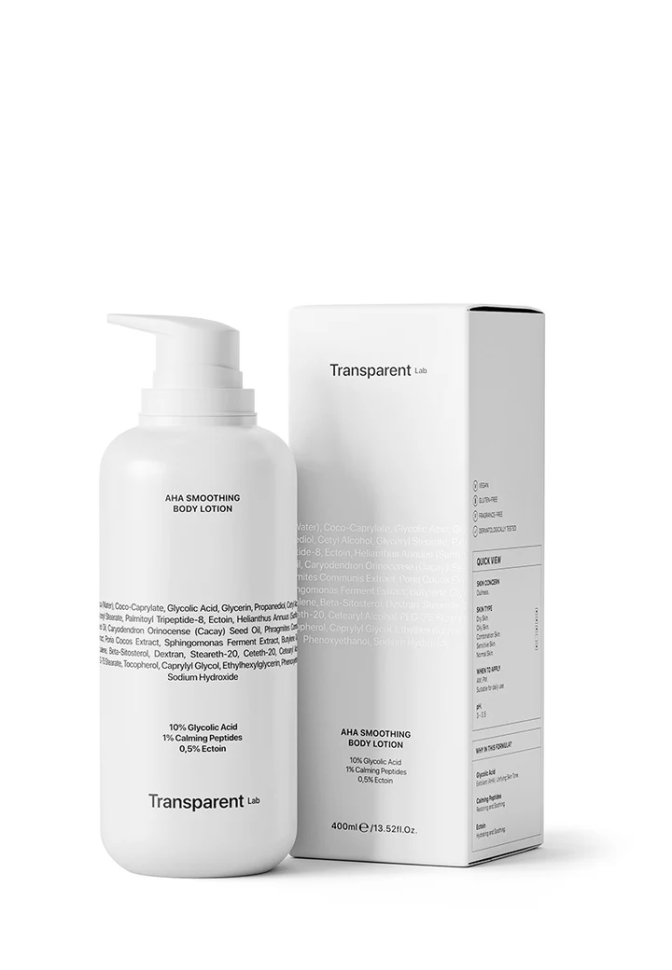Разглаживающий лосьон для тела с АНА кислотами TRANSPARENT LAB AHA Smoothing Body Lotion 400 мл (Цена: 2 394 грн.)