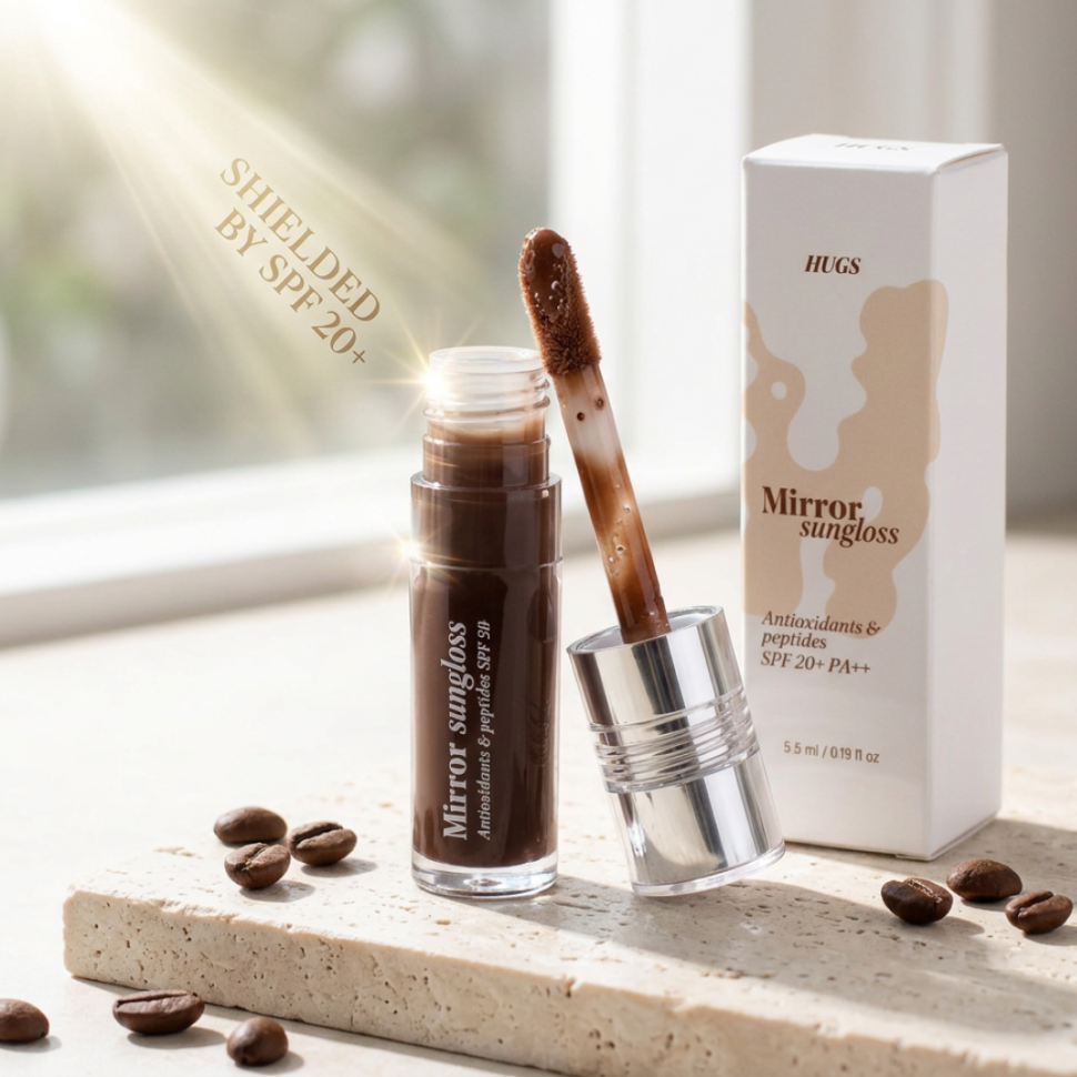 Солнцезащитный блеск для губ HUGS Mirror Sungloss Cold Brew SPF 20+ PA++ 5,5 мл (Цена: 590 грн.)