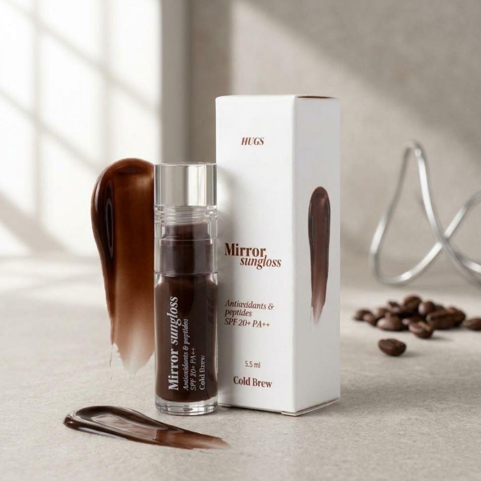 Солнцезащитный блеск для губ HUGS Mirror Sungloss Cold Brew SPF 20+ PA++ 5,5 мл (Цена: 590 грн.)