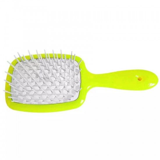 Расческа для волос неоновая салатовая с белым Janeke 1830 Superbrush The Original Italian 1 шт