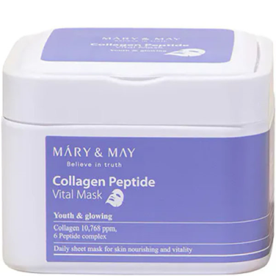 MARY MAY Collagen Peptide Vital Mask тканинні маски для обличчя із колагеном та пептидами 30 шт (Ціна: 790 грн.)