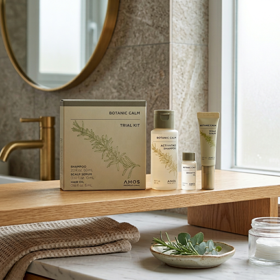 AMOS Professional набір мініатюр для чутливої шкіри голови Botanic Calm Trial Kit уп (Ціна: 845 грн.)