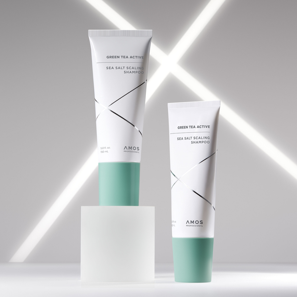 Шампунь-скраб для кожи головы AMOS Professional Green Tea Active Sea Salt Scaling Shampoo 150 мл (Цена: 1 370 грн.)