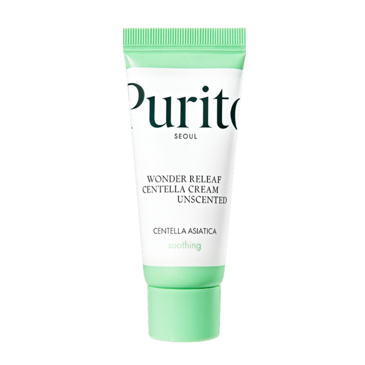 PURITO SEOUL зволожувальний крем для чутливої шкіри мініатюра Wonder Releaf Centella Cream Unscented 15 мл