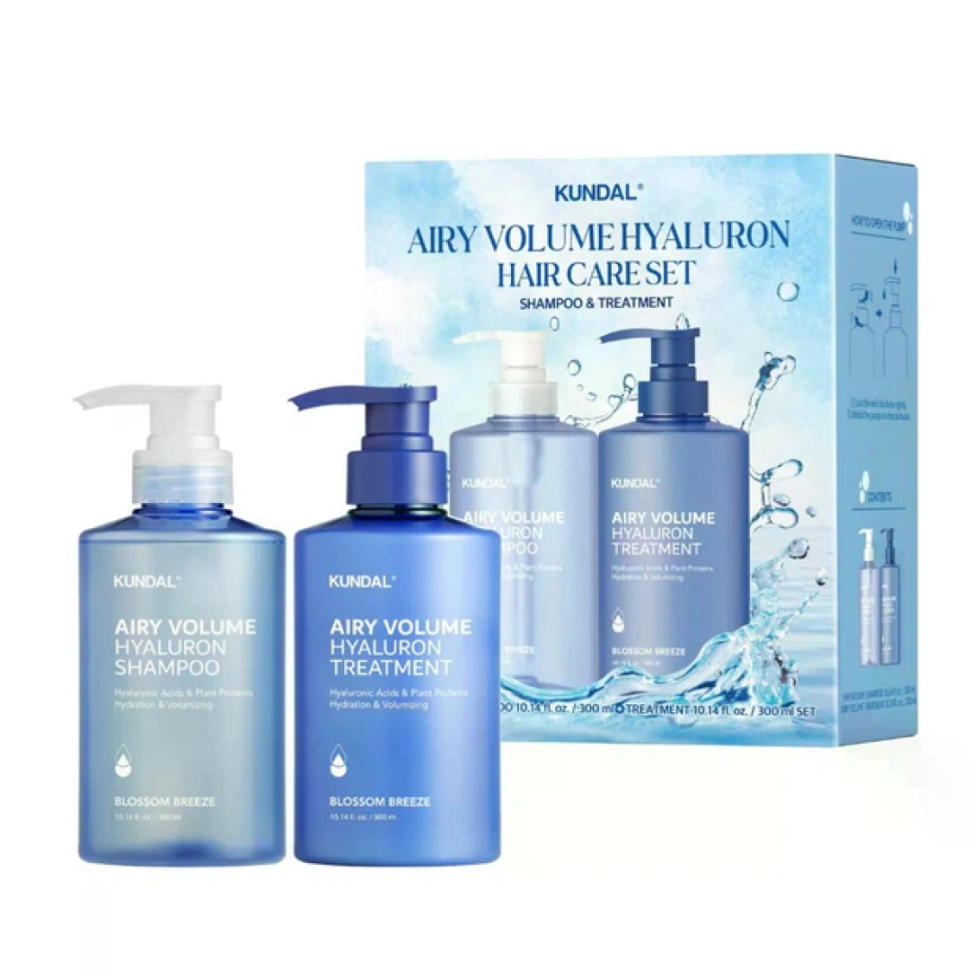 KUNDAL набір зволожуючих засобів для об'єму волосся Airy Volume Hyaluron Edition Set Blossom Breeze 300мл*2шт (Ціна: 1 199 грн.)