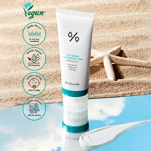 Водостойкий солнцезащитный крем с центеллой DR.CEURACLE Cica Regen Waterproof Sun SPF50+ PA++++ 100 мл (Цена: 875 грн.)