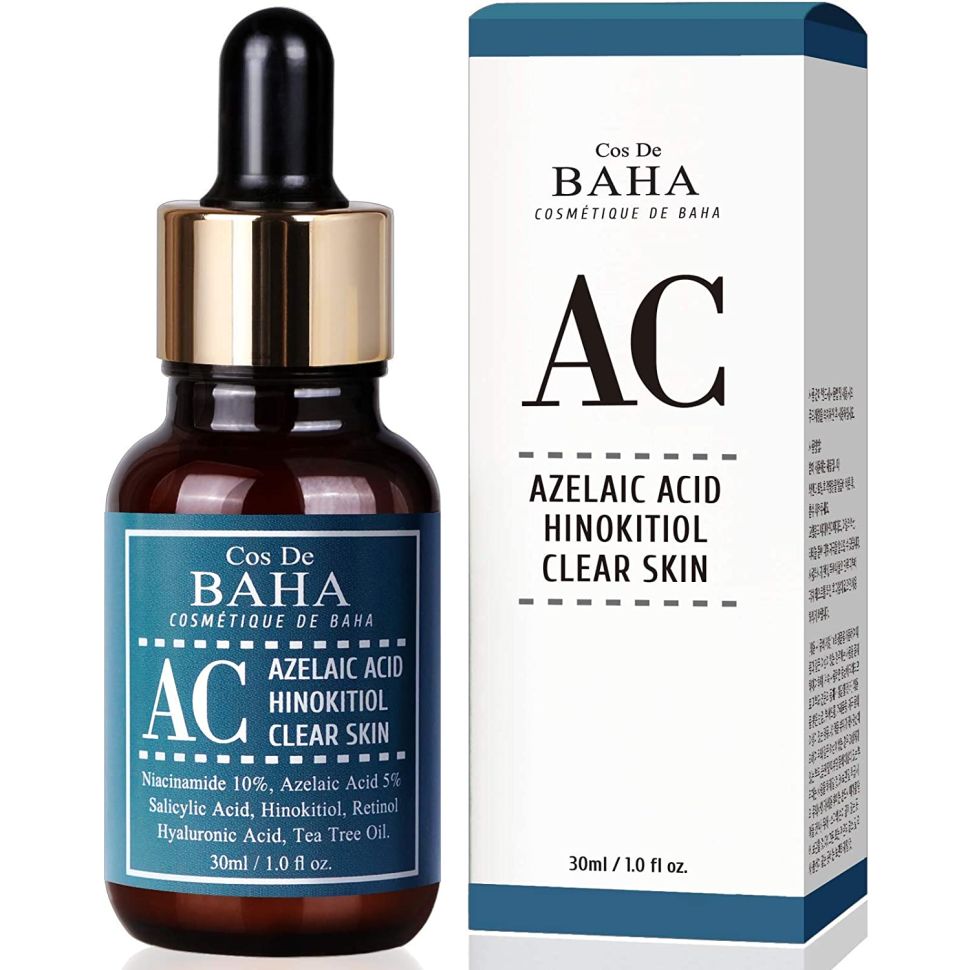  Сыворотка для лечения акне COS DE BAHA Azelaic acid hinokitiol clear skin 30мл (Цена: 590 грн.)