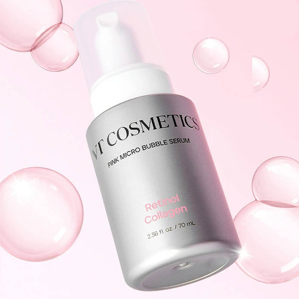 Пузырьковая сыворотка с ретинолом VT COSMETICS Retinol Collagen Pink Micro Bubble Serum 70 мл (Цена: 1 065 грн.)