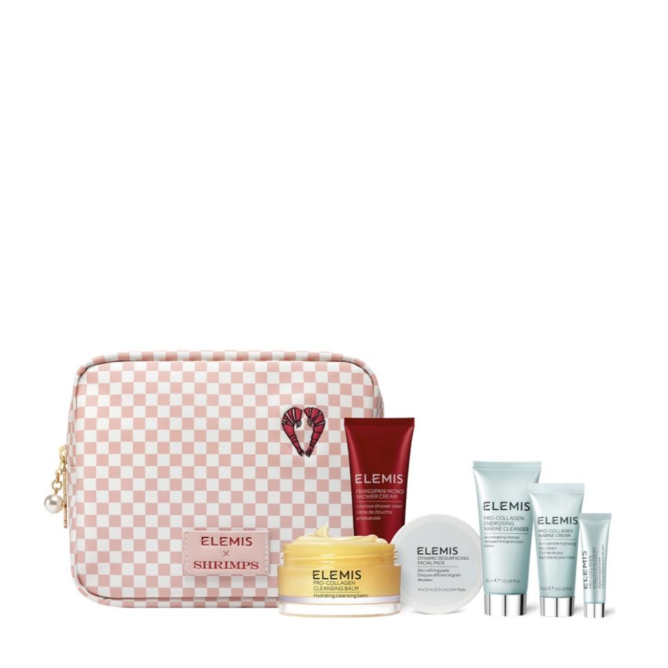 Коллекция бестселлеров в дизайнерской тревел косметичке для нее ELEMIS Kit: Shrimps Travel Icons Collection уп (Цена: 2 963 грн.)
