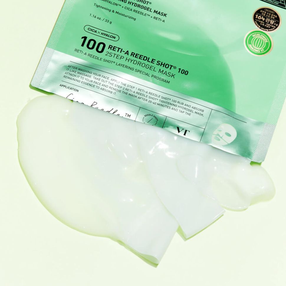 Гидрогелевая маска с микроиглами и ретинолом VT COSMETICS Reti-A Reedle Shot 100 2Step Hydrogel Mask шт (Цена: 199 грн.)
