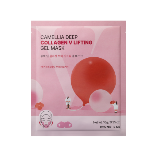 Гидрогелевая лифтинг-маска для контура лица ROUND LAB Camellia Deep Collagen V Lifting Gel Mask шт