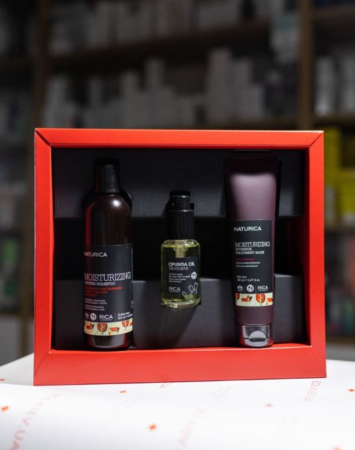 Подарочный набор для увлажнения волос (шампунь, маска, масло опунции) RICA Gift Pack Moisturizing уп