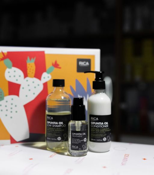 Подарочный набор для волос с маслом опунции (шампунь, кондиционер, масло) RICA Gift Pack Opuntia Oil уп