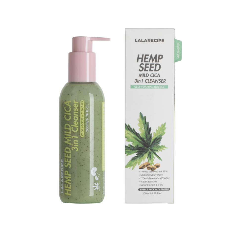 Пенка для умывания с центеллой и семенами конопли LALARECIPE Hemp Seed Mild Cica 3in1 Cleanser 200 мл (Цена: 850 грн.)