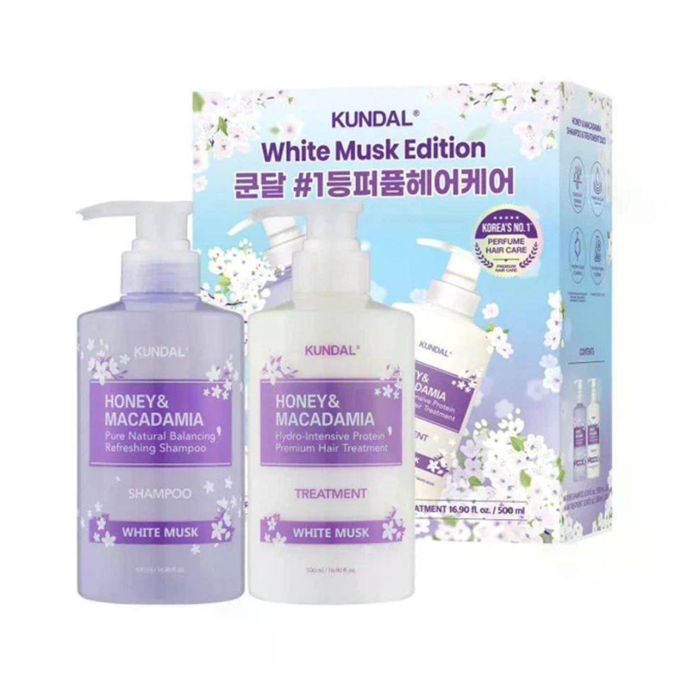 Увлажняющий набор для волос KUNDAL Gift Edition White Musk Set 500 мл + 500 мл уп (Цена: 1 350 грн.)