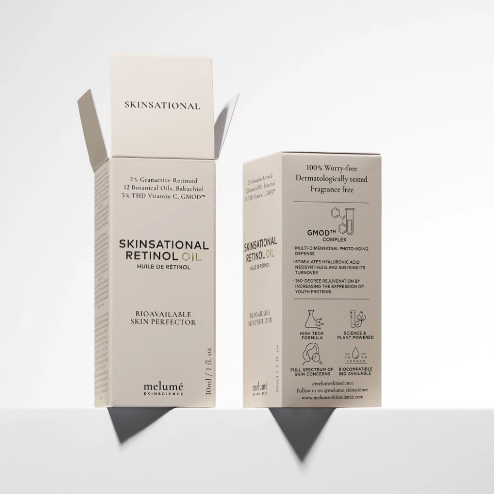 Омолаживающее масло для лица из 2% ретиноида и 5% витамина C THD MELUMÉ SKINSCIENCE Skinsational Retinol Oil 30 мл (Цена: 6 990 грн.)