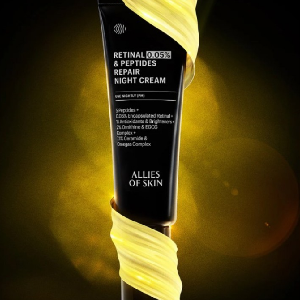 Крем ночной антивозрастной с ретинолом ALLIES OF SKIN Retinal & Peptides Repair Night Cream 48 мл (Цена: 5 975 грн.)
